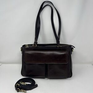 Patricia Nash Leather Rosetti Satchel Crossbody Chocolate Pre-Owned